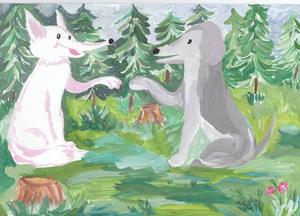 Белая Лисичка и Пёс, рисунок Юшина Степана, 2009 год. Спасибо огромное за это чудо!):